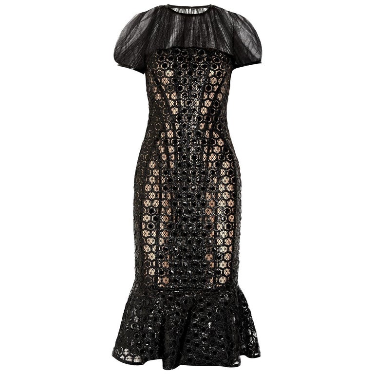 Alexander Mcqueen black leather dress 38 -XS For Sale at 1stDibs | alexander  mcqueen leather dress
