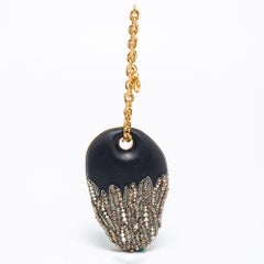Alexander McQueen Black Leather Embellished Clam Chain Clutch