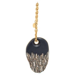 Alexander McQueen Black Leather Embellished Clam Chain Clutch