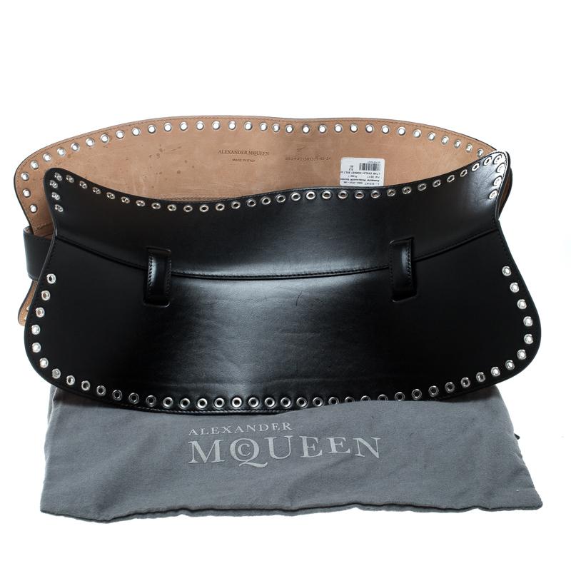 Alexander McQueen Black Leather Eyelet Corset Belt 85 2