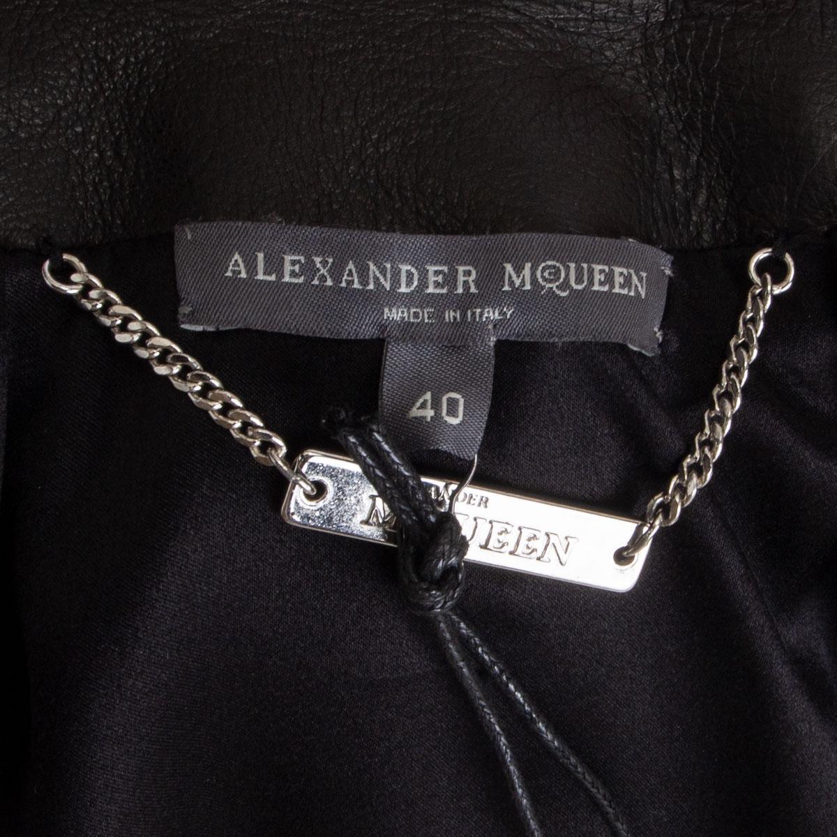 Women's ALEXANDER MCQUEEN black leather FLARED SLEEVE Coat Jacket 40 S