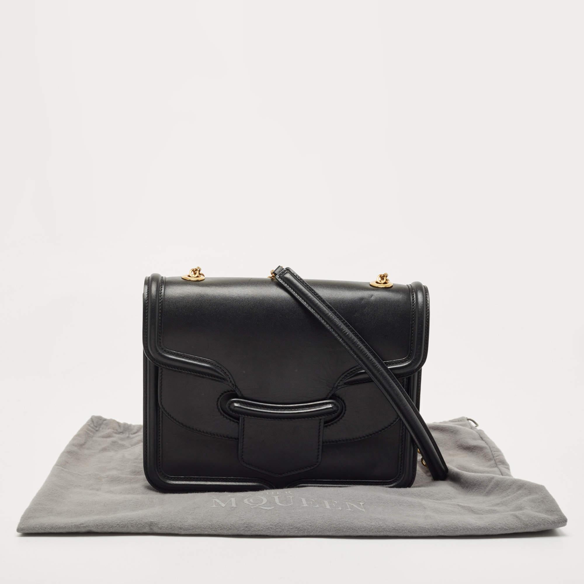 Alexander McQueen Black Leather Heroine Chain Shoulder Bag 12