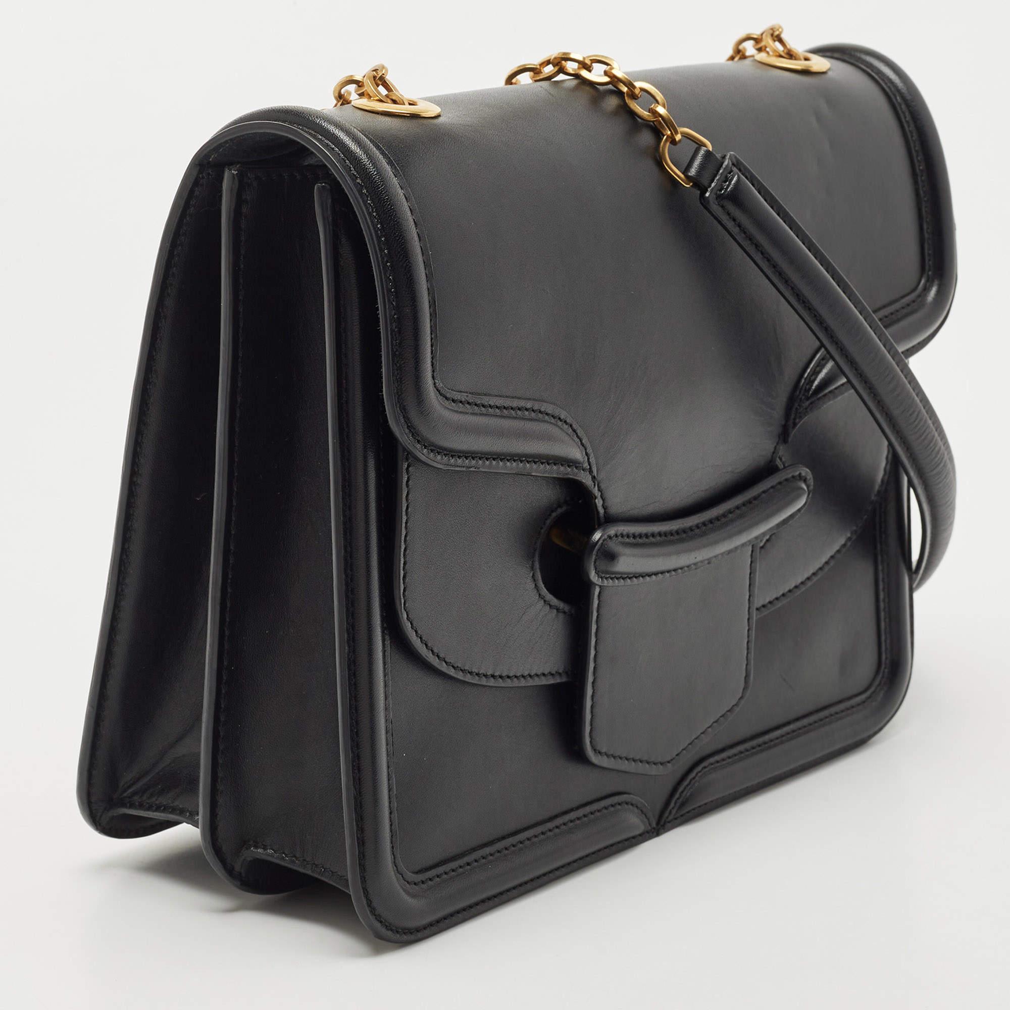 Women's Alexander McQueen Black Leather Heroine Chain Shoulder Bag