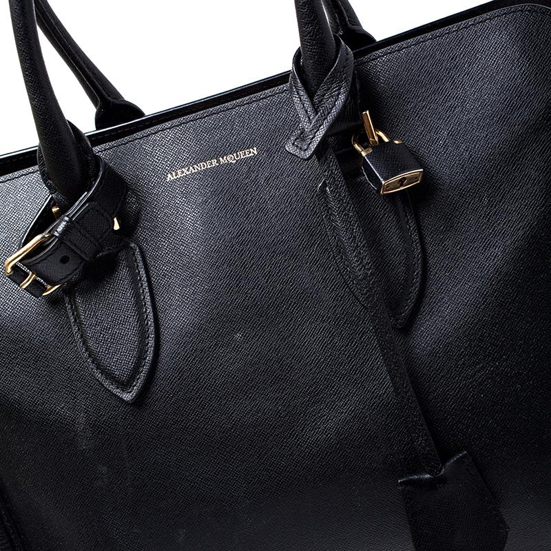 Alexander McQueen Black Leather Heroine Open Tote 1