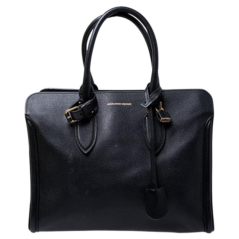 Alexander McQueen Black Leather Heroine Tote For Sale at 1stDibs