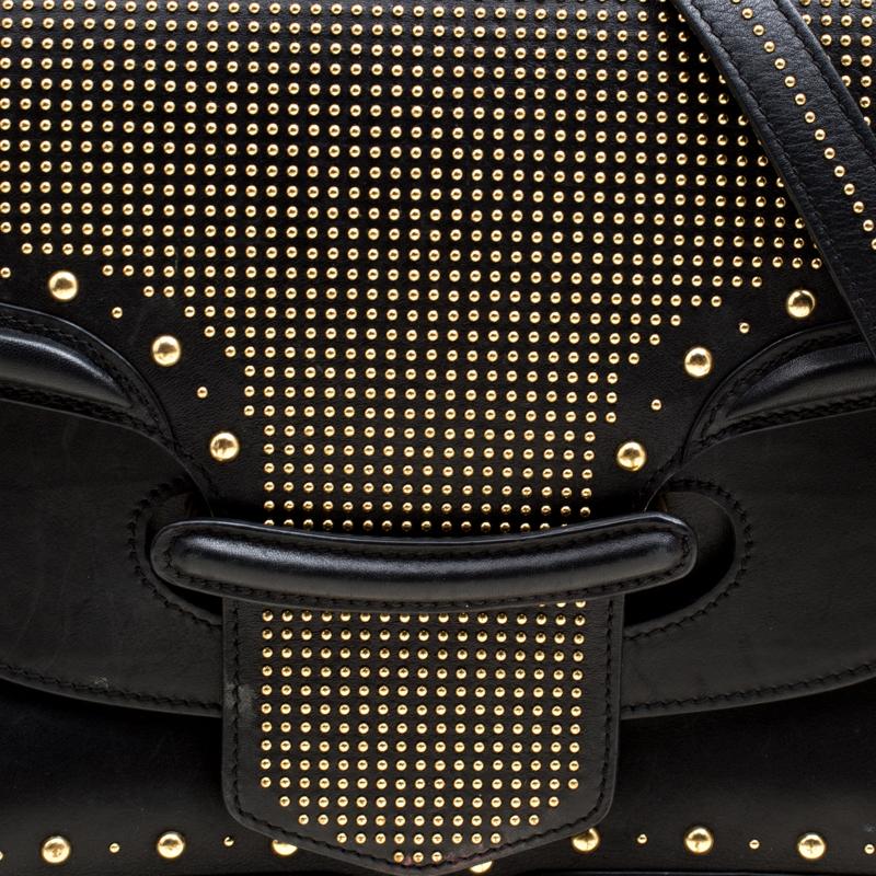 Alexander McQueen Black Leather Heroine Studded Shoulder Bag 6