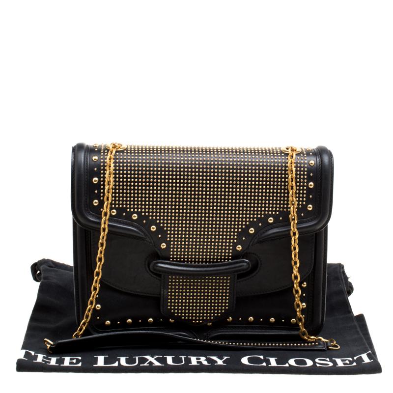 Alexander McQueen Black Leather Heroine Studded Shoulder Bag 7