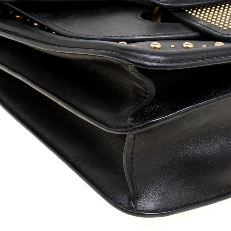 Alexander McQueen Black Leather Heroine Studded Shoulder Bag 4