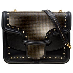 Alexander McQueen Black Leather Heroine Studded Shoulder Bag