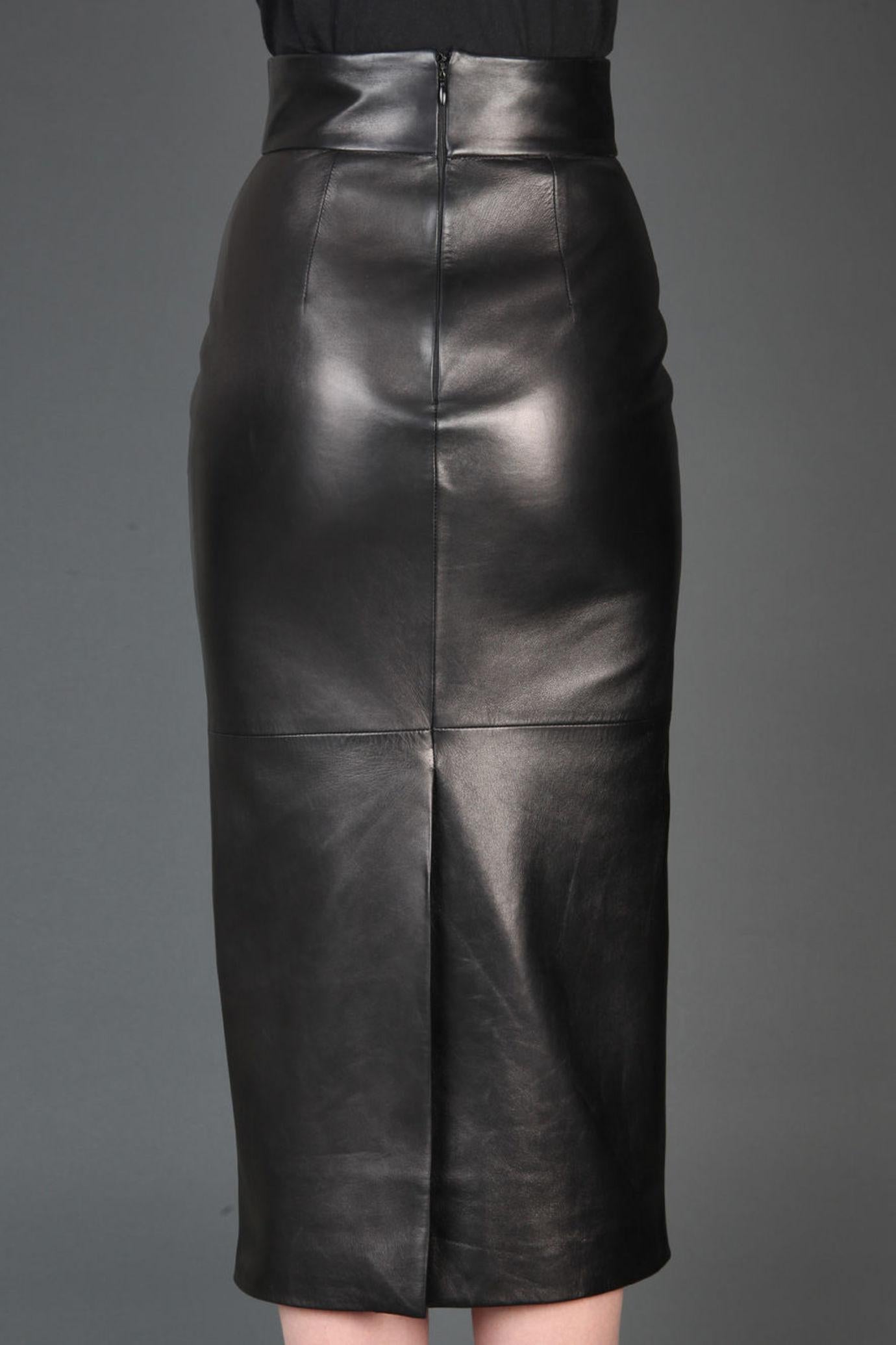 high waist leather skirt