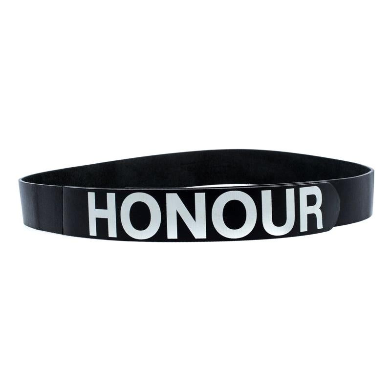 Alexander McQueen Black Leather Honour Strap Belt 105CM