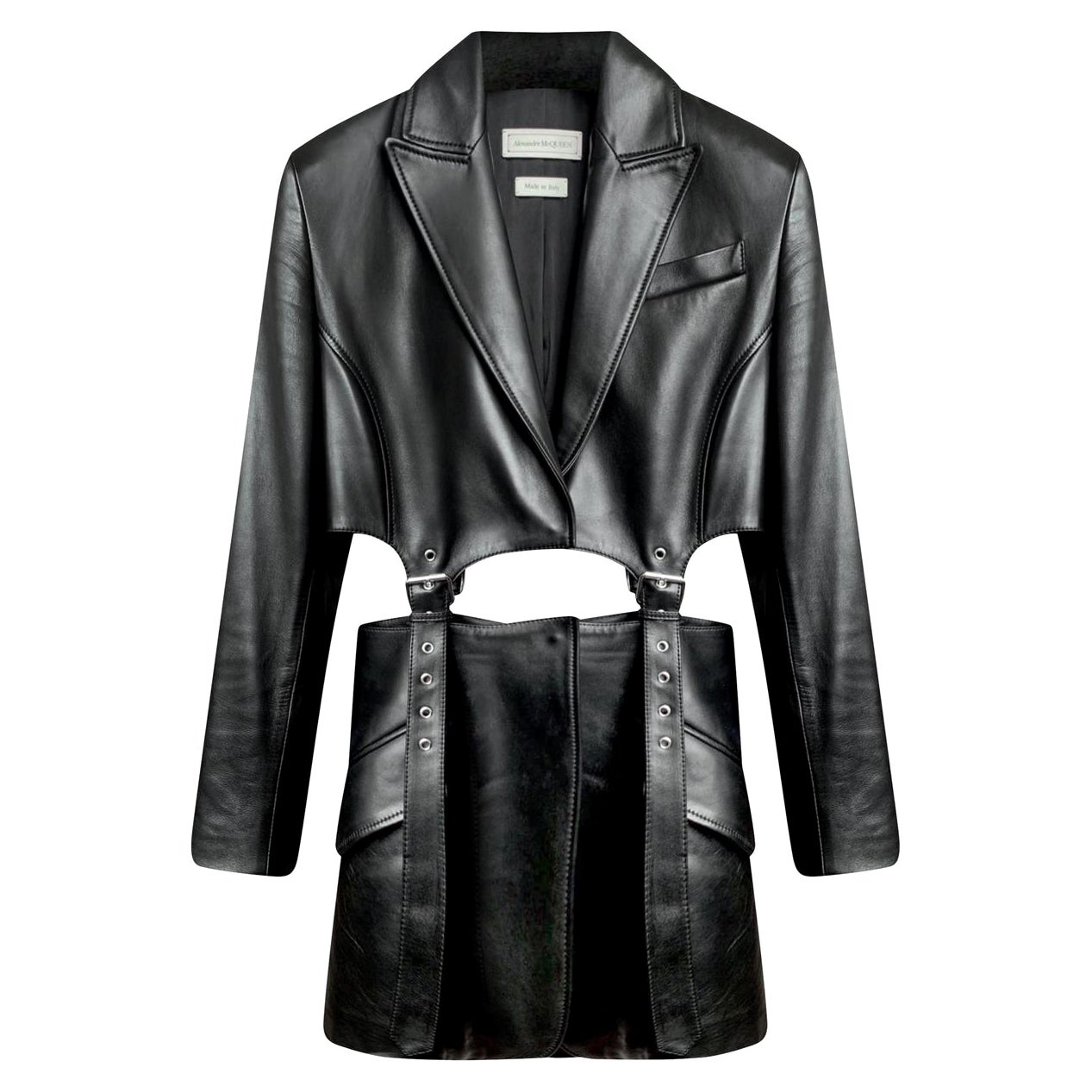 Alexander McQueen CHAQUETA DE PIEL NEGRA 38 - 2