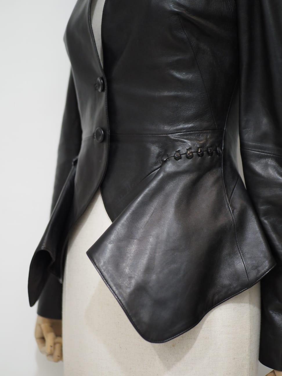Alexander McQueen black leather jacket 10