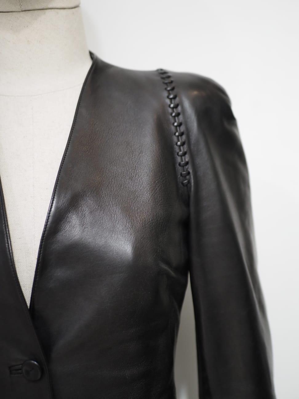 Alexander McQueen black leather jacket 12