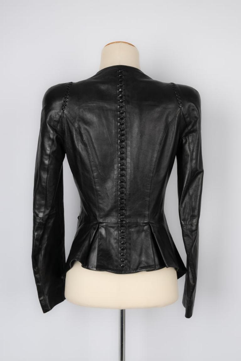 Alexander McQueen Black Leather Jacket In Good Condition In SAINT-OUEN-SUR-SEINE, FR