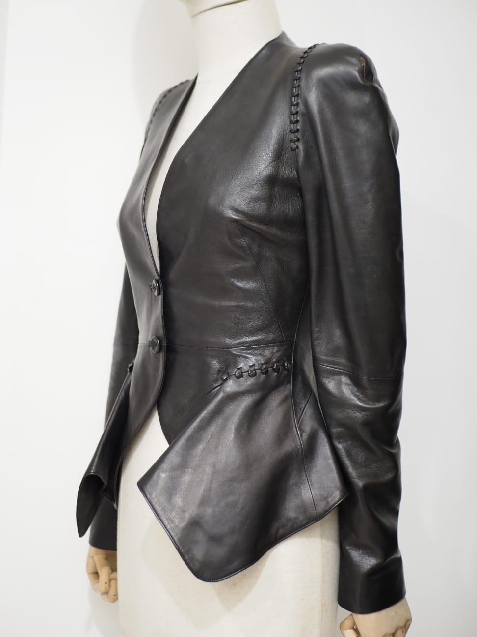 Alexander McQueen black leather jacket 1