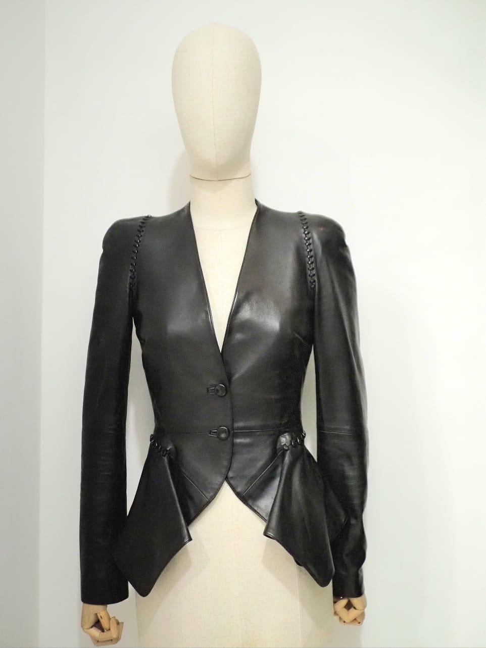 Alexander McQueen black leather jacket 2
