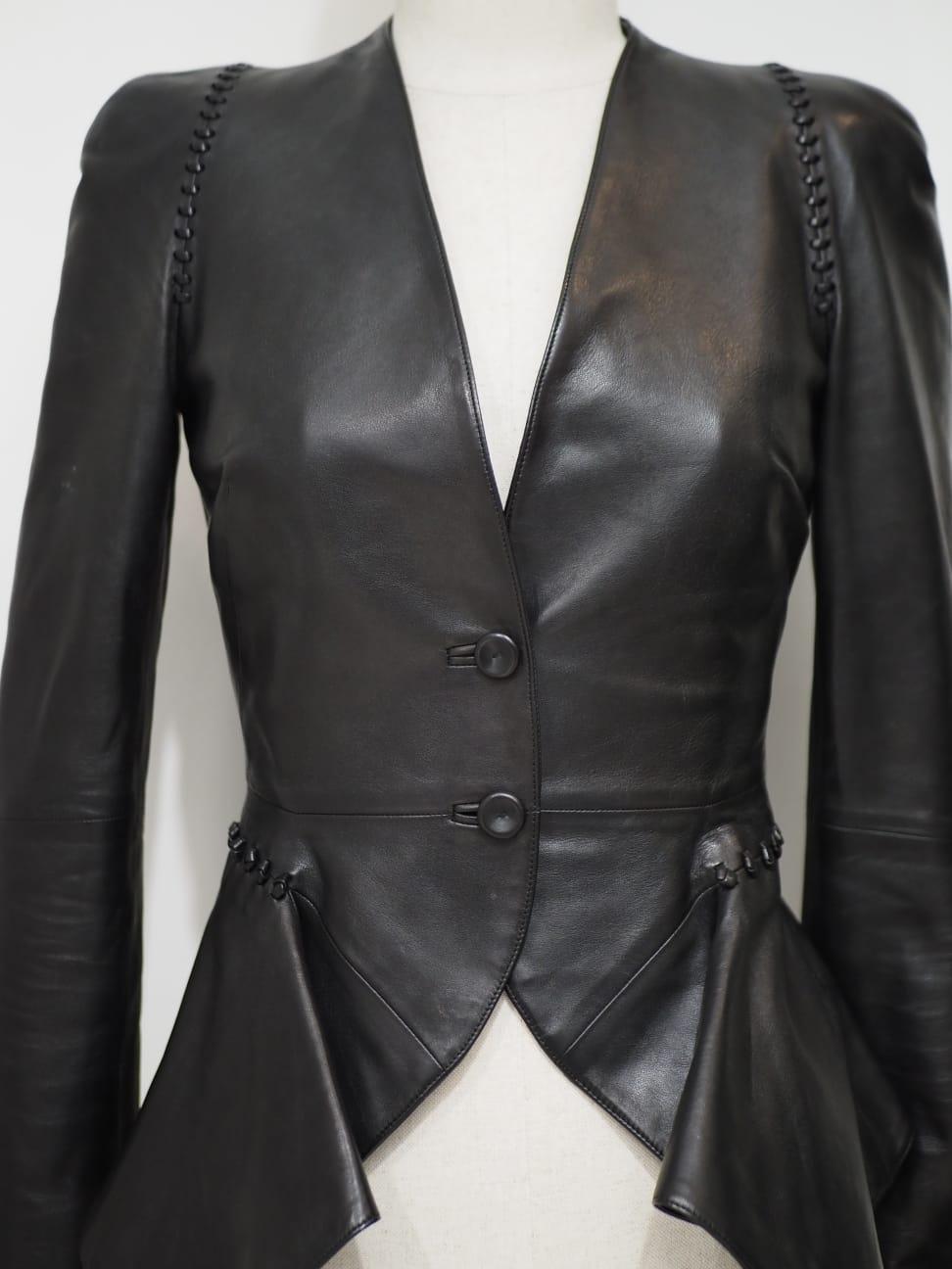 Alexander McQueen black leather jacket 3