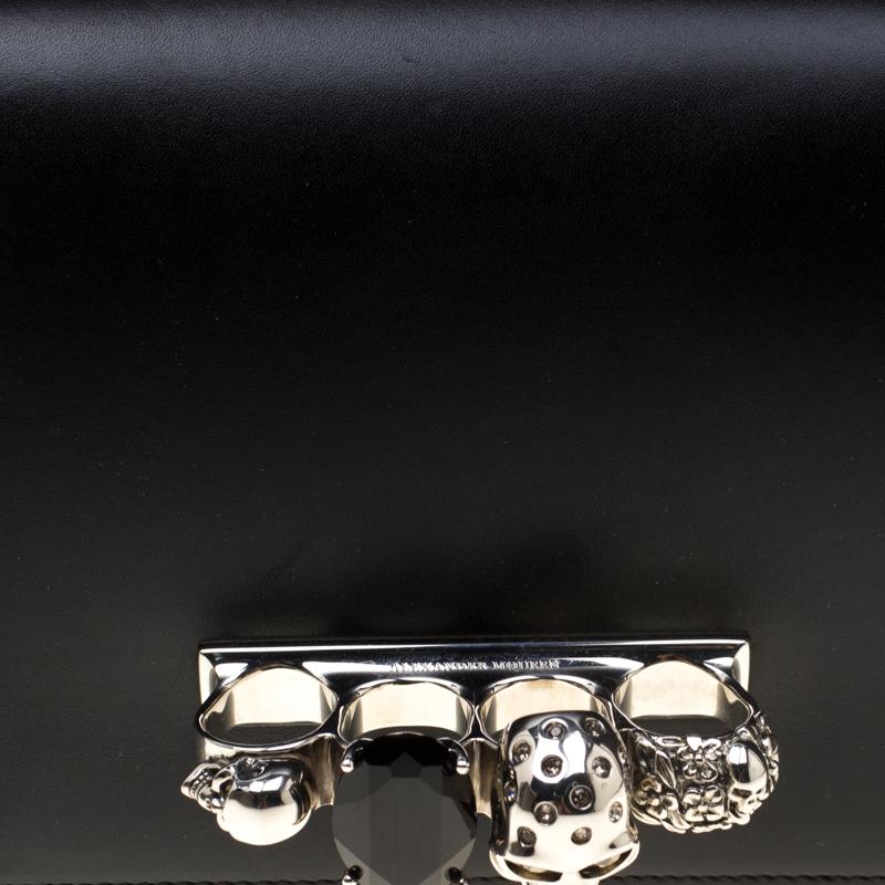 Alexander McQueen Black Leather Jeweled Shoulder Bag 5