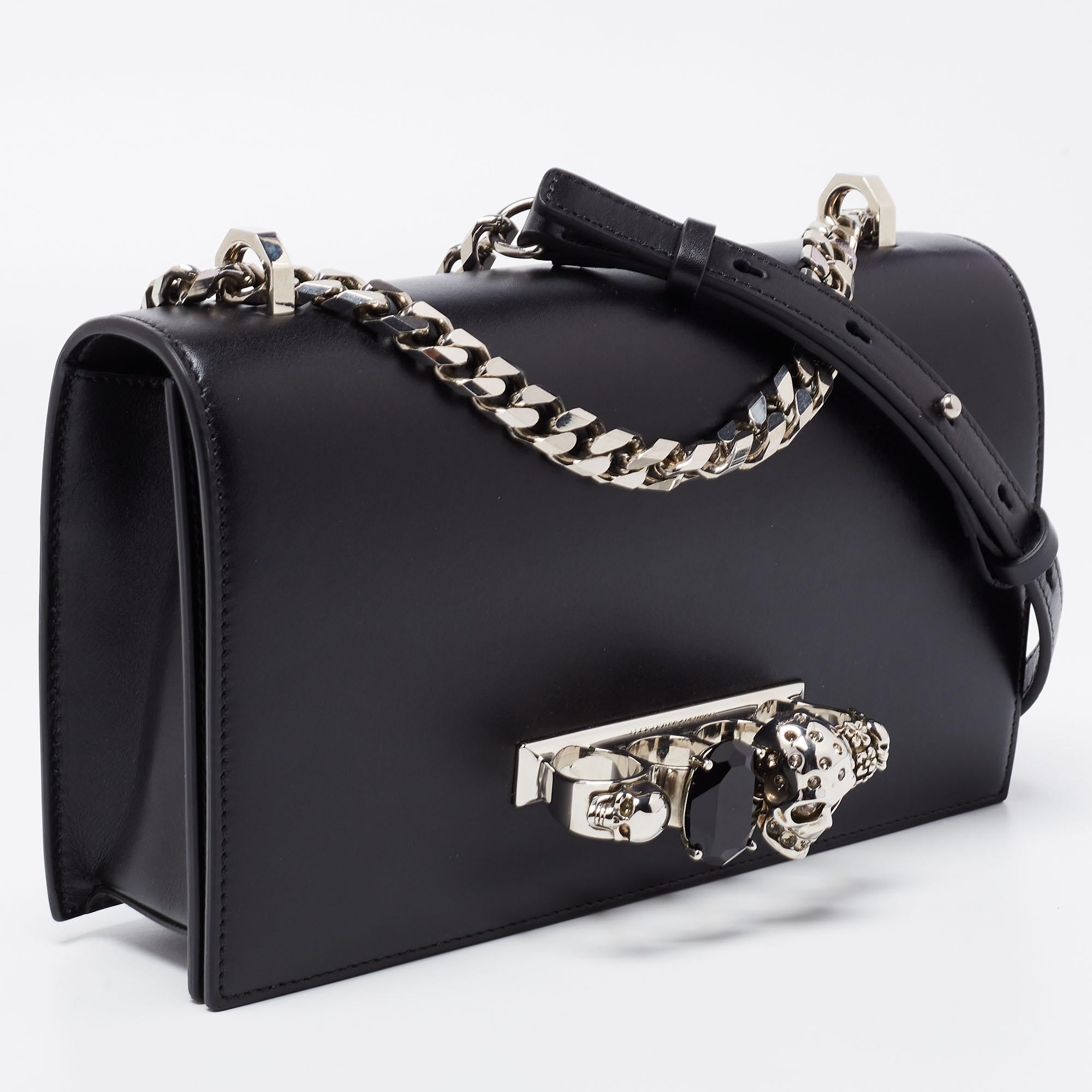 Women's Alexander McQueen Black Leather Knuckle Duster Shoulder Bag