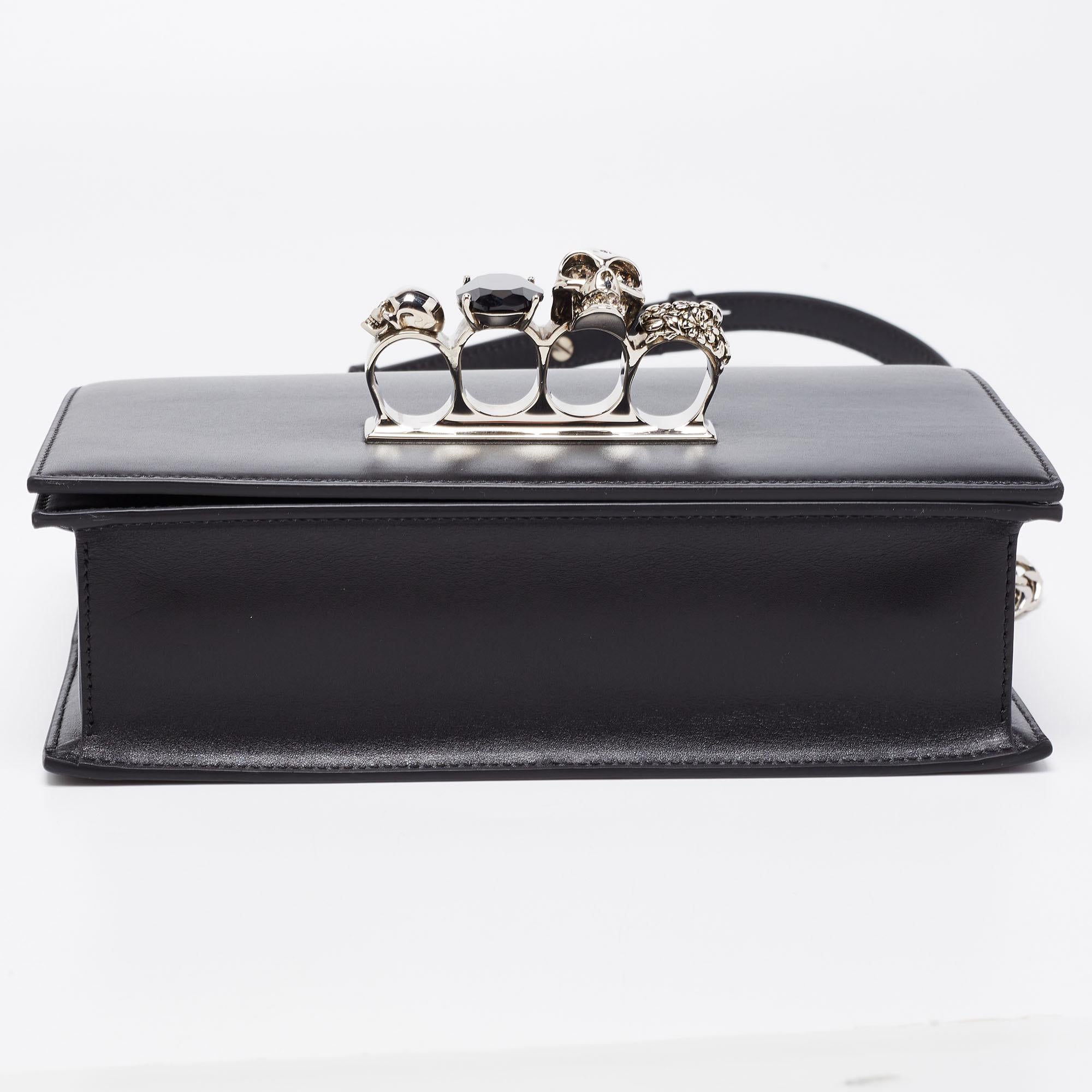 Alexander McQueen Black Leather Knuckle Duster Shoulder Bag 1