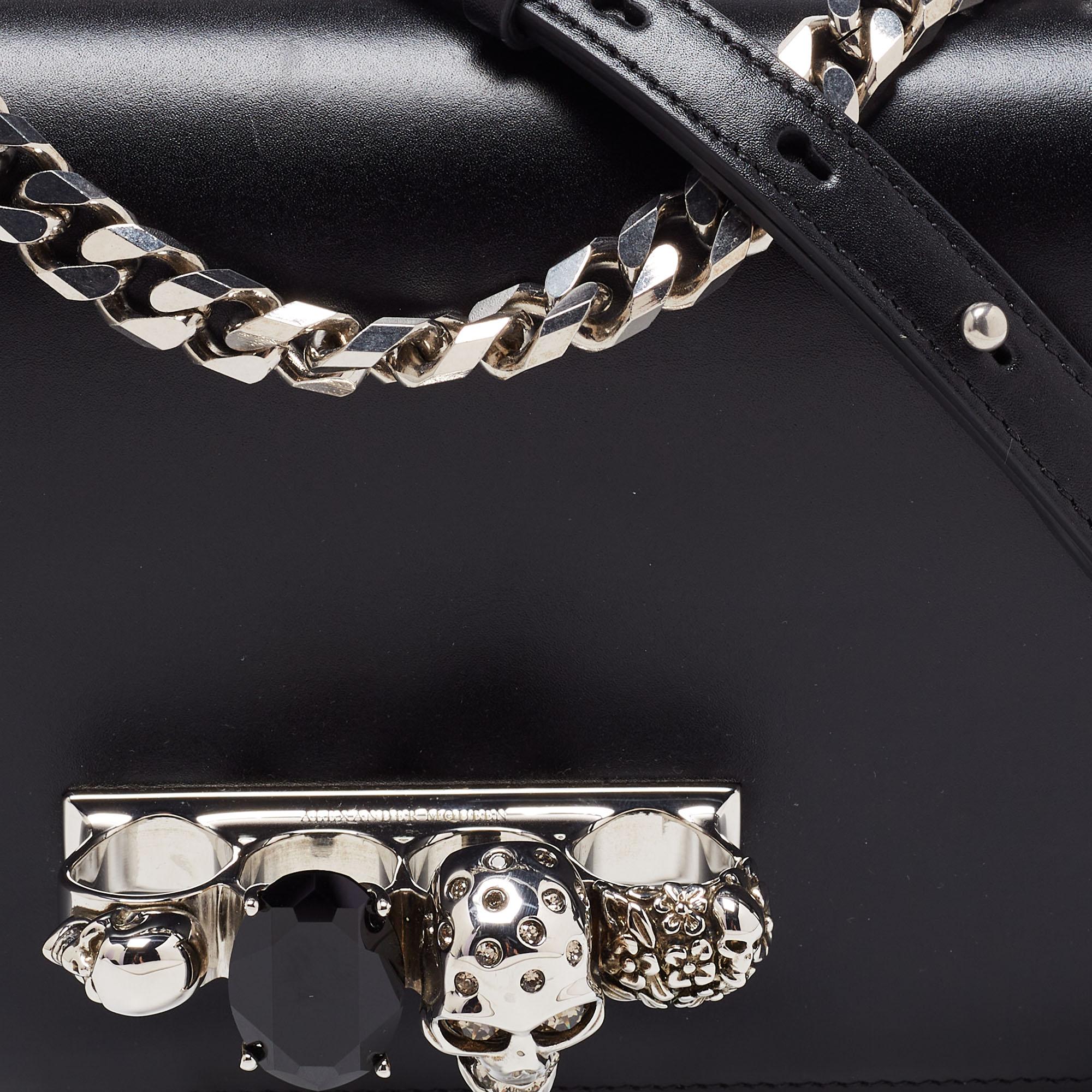 Alexander McQueen Black Leather Knuckle Duster Shoulder Bag 2