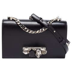 Alexander McQueen Black Leather Knuckle Duster Shoulder Bag