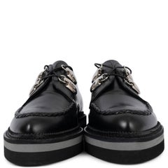 ALEXANDER MCQUEEN black leather LACE-UP PLATFORM Flats Shoes 39