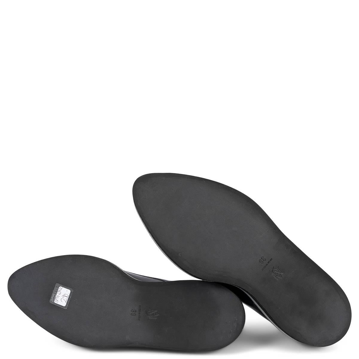 ALEXANDER MCQUEEN Chaussures plates LACE-UP PLATFORM en cuir noir 39 en vente 3