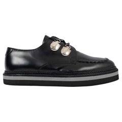 ALEXANDER MCQUEEN Chaussures plates LACE-UP PLATFORM en cuir noir 39