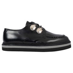 ALEXANDER MCQUEEN cuero negro PLANTILLA DE ENCAJE Zapatos planos 39