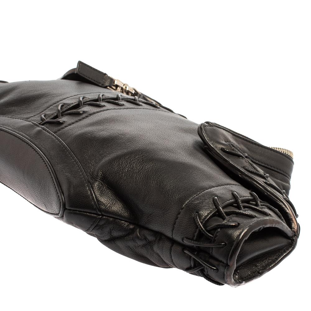Alexander McQueen Black Leather Medium De Manta Clutch 8