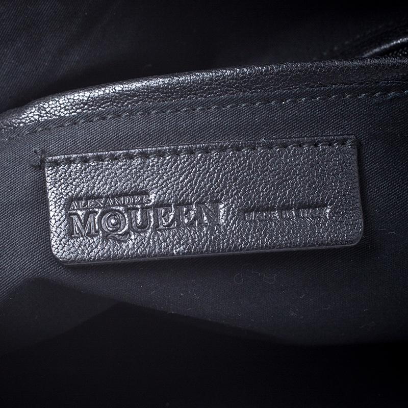 Alexander McQueen Black Leather Medium De Manta Clutch 4