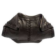 Alexander McQueen Black Leather Medium De Manta Clutch