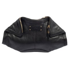 Alexander McQueen Black Leather Medium De Manta Clutch