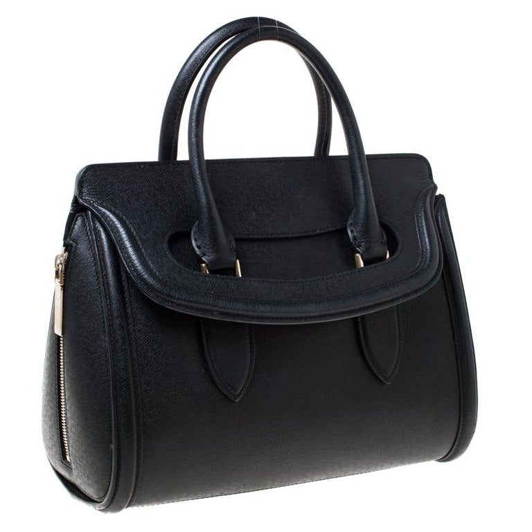 Alexander McQueen Black Leather Medium Heroine Tote For Sale at 1stDibs