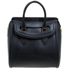 Alexander McQueen Schwarzes Leder Medium Heroine Tote