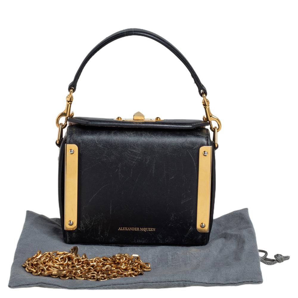 Alexander McQueen Schwarze Leder Mini Box Crossbody Tasche 11