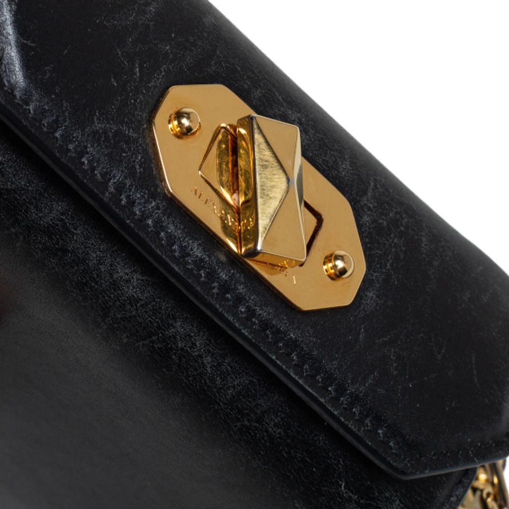 Alexander McQueen Schwarze Leder Mini Box Crossbody Tasche 4