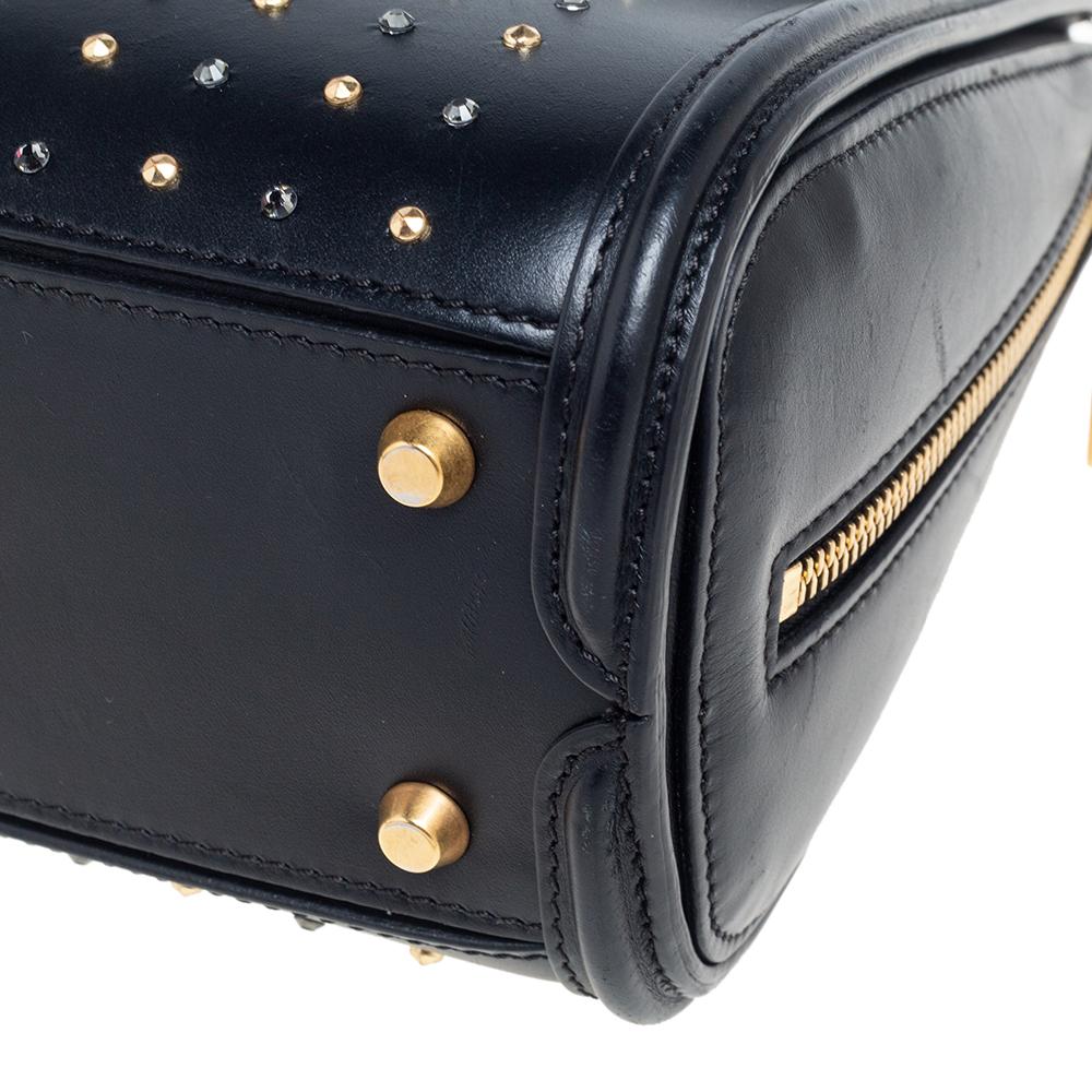 Alexander McQueen Black Leather Mini Crystal/Studded Heroine Bag 4