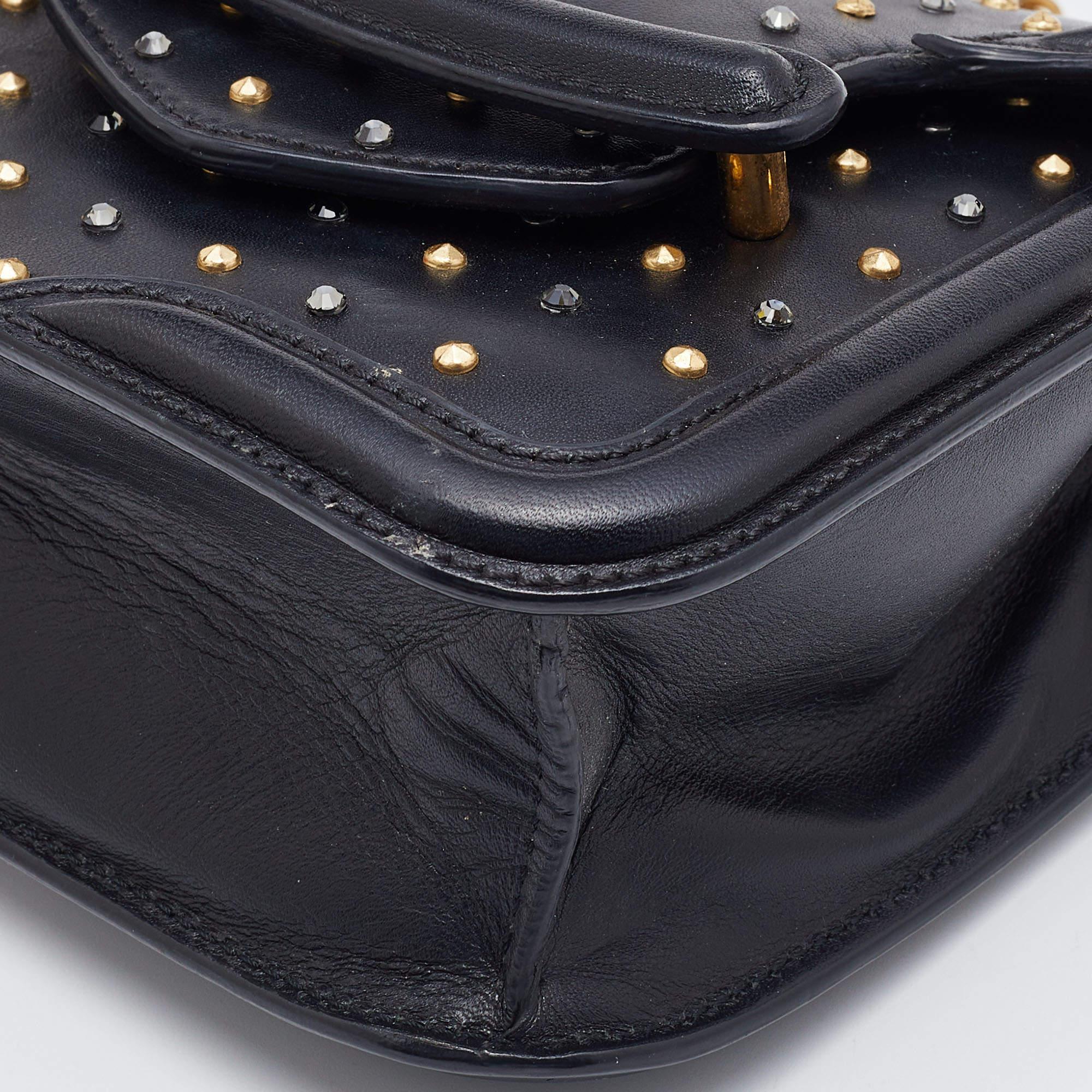 Alexander McQueen Black Leather Mini Heroine Chain Crossbody Bag 2