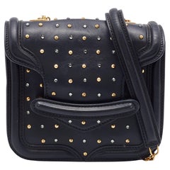 Alexander McQueen Schwarze Mini Heroine Kette Umhängetasche aus Leder