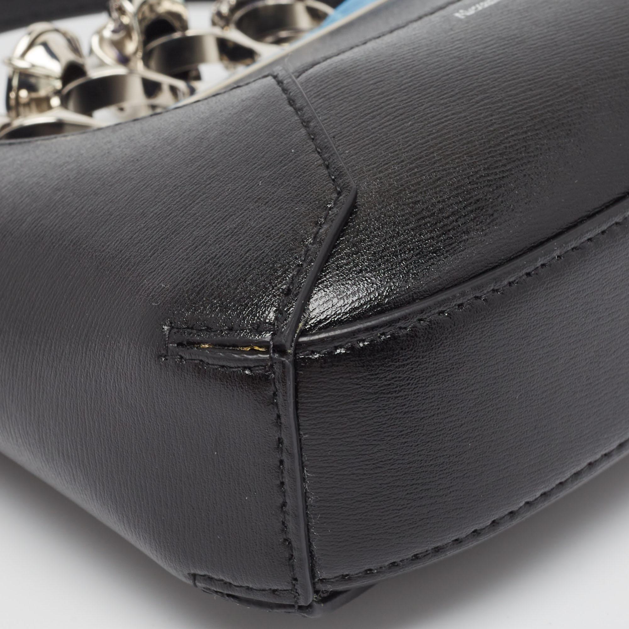 Women's Alexander McQueen Black Leather Mini Jeweled Hobo For Sale