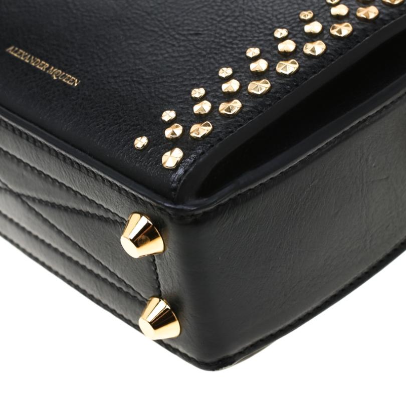 Alexander McQueen Black Leather Mini Studded Box Shoulder Bag 4