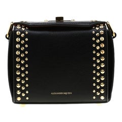 Alexander McQueen Black Leather Mini Studded Box Shoulder Bag