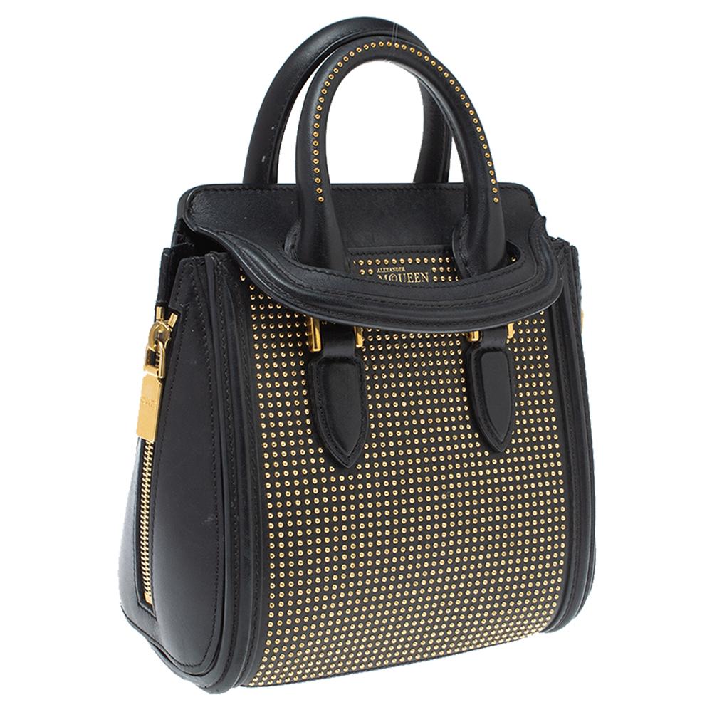 Alexander McQueen Schwarze Heroine Mini-Tasche aus Leder mit Nieten Damen