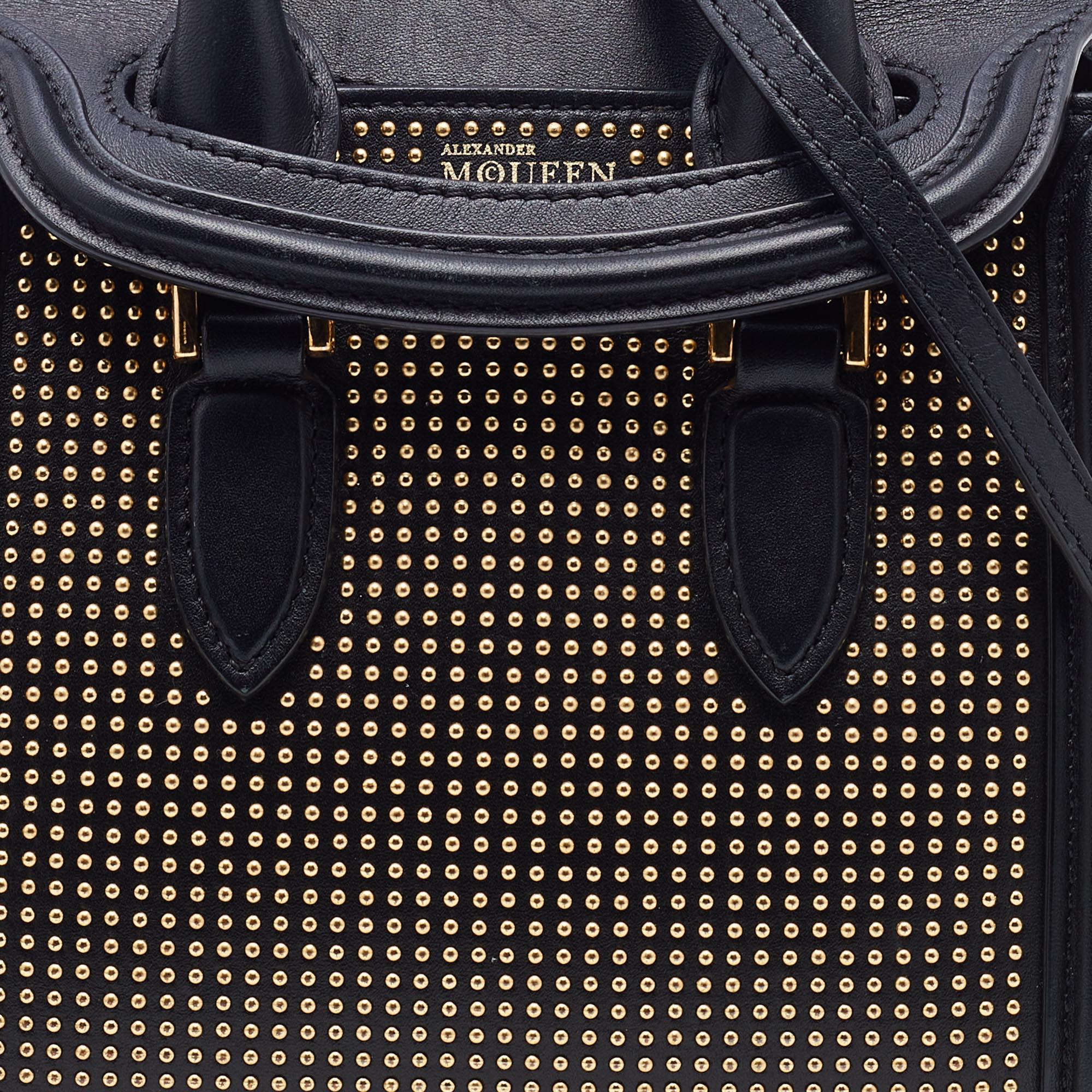 Alexander McQueen Black Leather Mini Studded Heroine Shoulder Bag 2