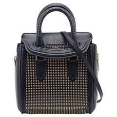 Alexander McQueen Black Leather Mini Studded Heroine Shoulder Bag