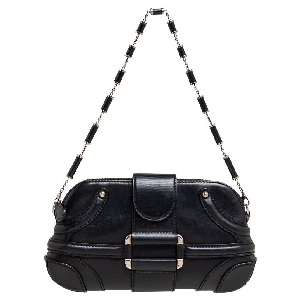 Alexander McQueen Black Leather Novak Shoulder Bag