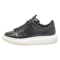 Used Alexander McQueen Black Leather Oversized Lace Up Sneakers Size 44.5
